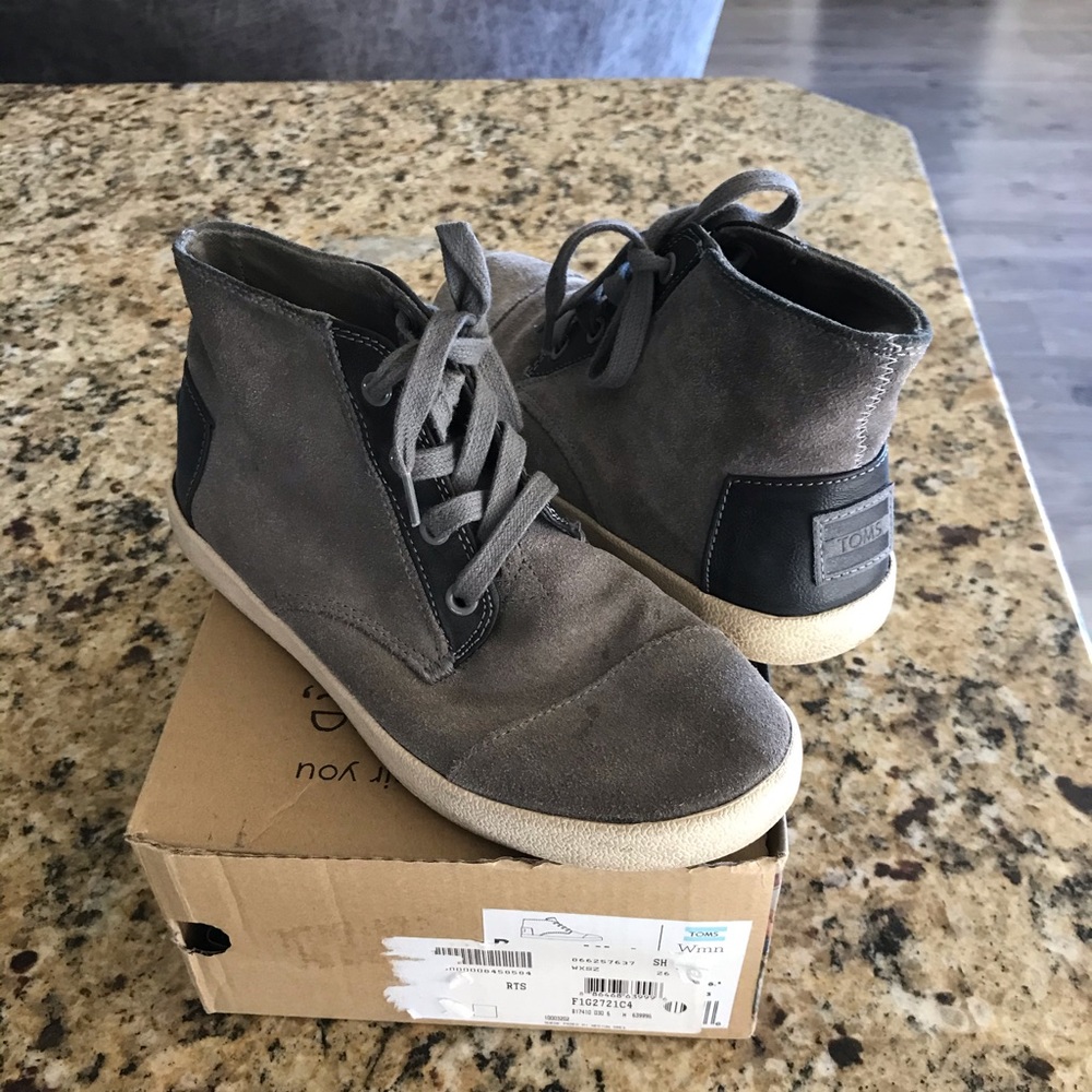 TOMS suede grey high tops